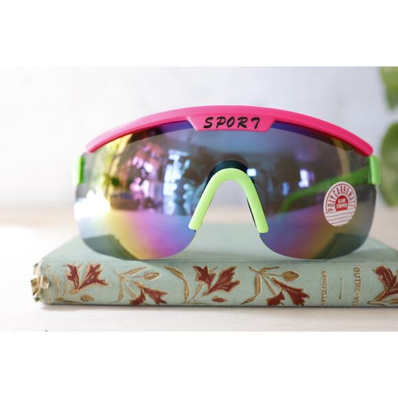 Vintage 2000s Y2K Shield Sunglasses NOS Wraparound Taiwan Cybercore Grunge - Picture 3 of 8